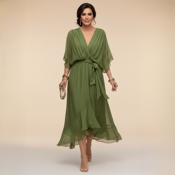Sarah™ | Sandra Chiffon V-Neck Dress