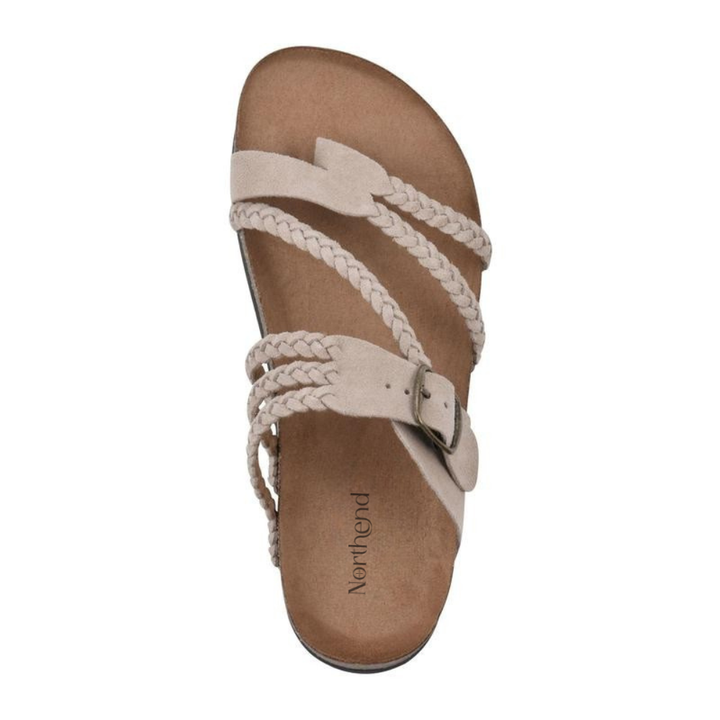 Braided Suede Sandals Flat Cork Natural Comfort