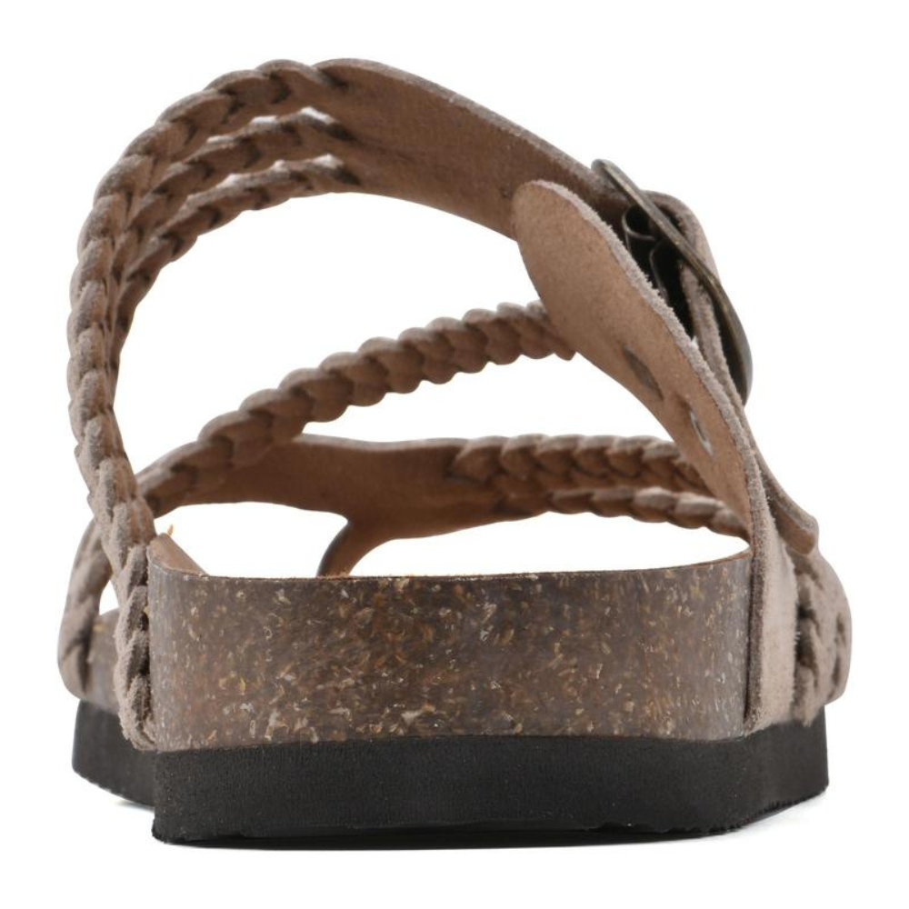 Braided Suede Sandals Flat Cork Natural Comfort