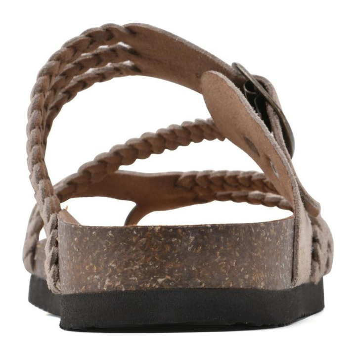 Braided Suede Sandals Flat Cork Natural Comfort