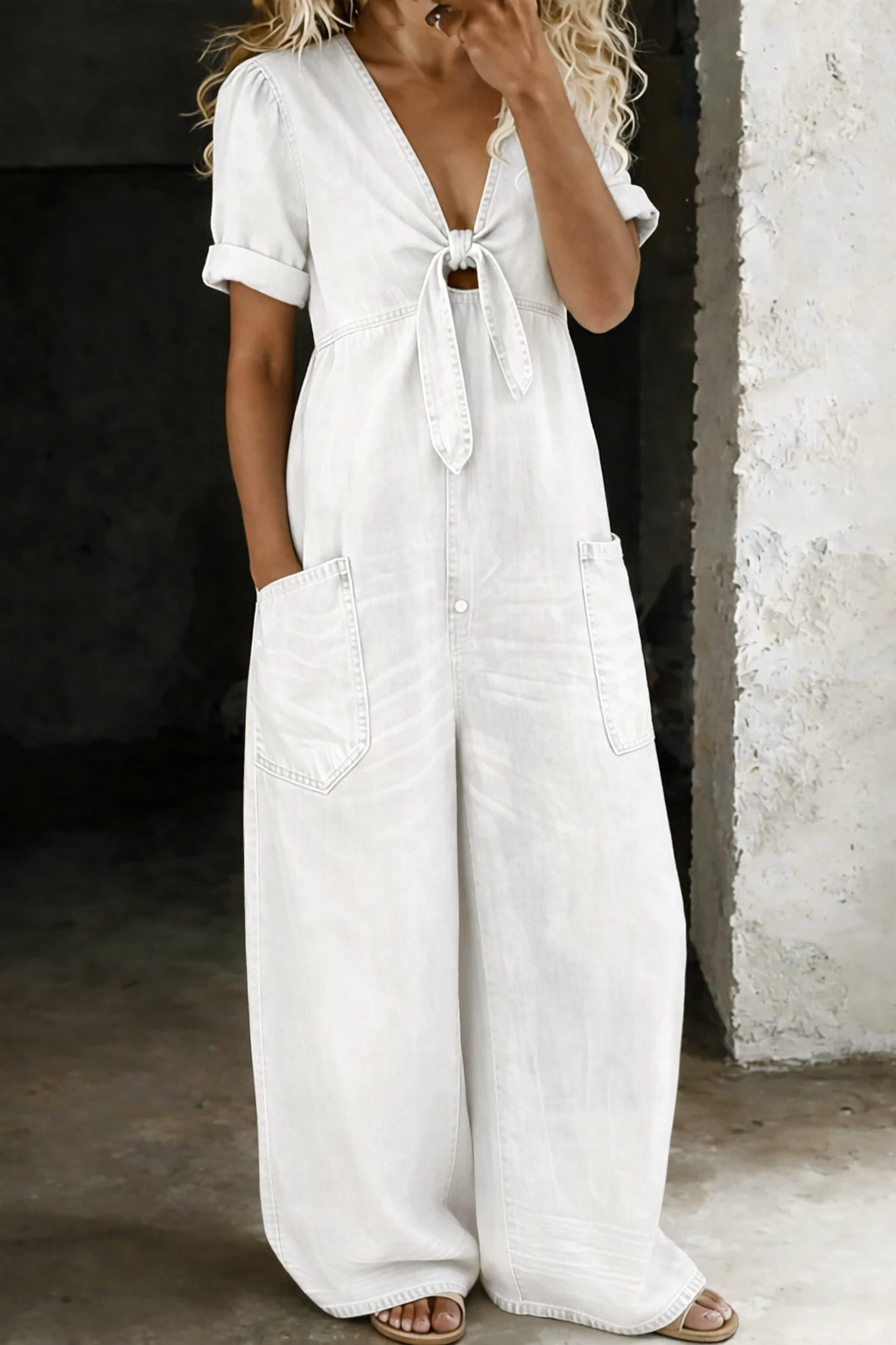 Maya™ | Denim Jumpsuit with V-Neck