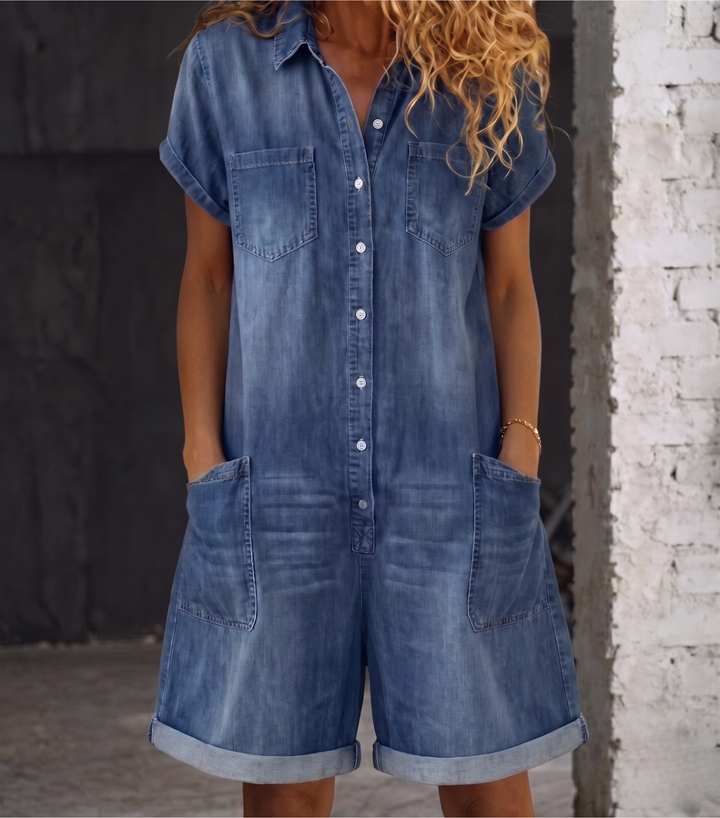Nora | Casual Denim Jumpsuit Shorts