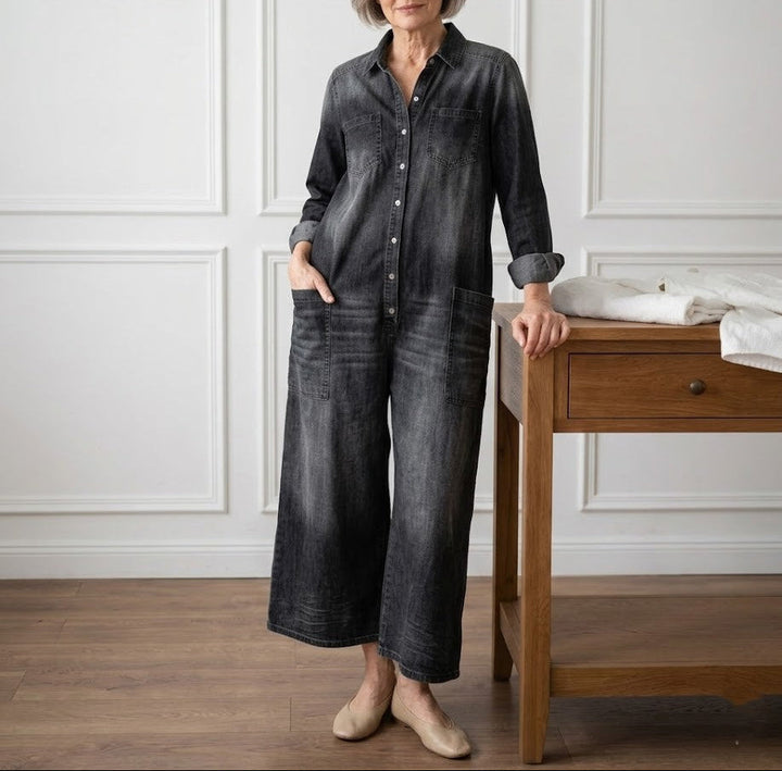 Diana™ | Vintage Denim Buttoned Jumpsuit