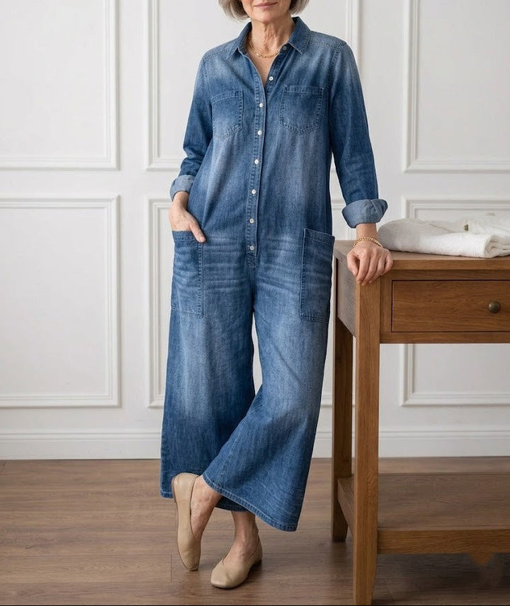 Diana™ | Vintage Denim Buttoned Jumpsuit